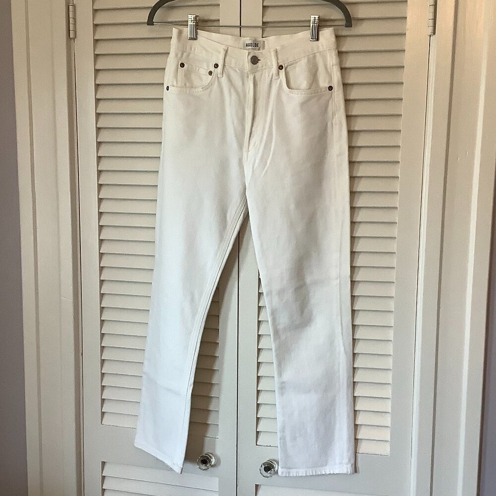 AGOLDE women's jeans 26 white straight leg denim button fly
